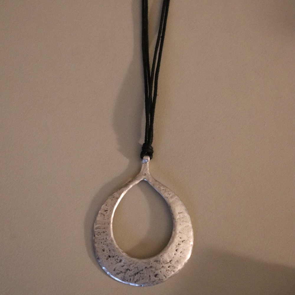 NEW Distressed Oval Metal Necklace